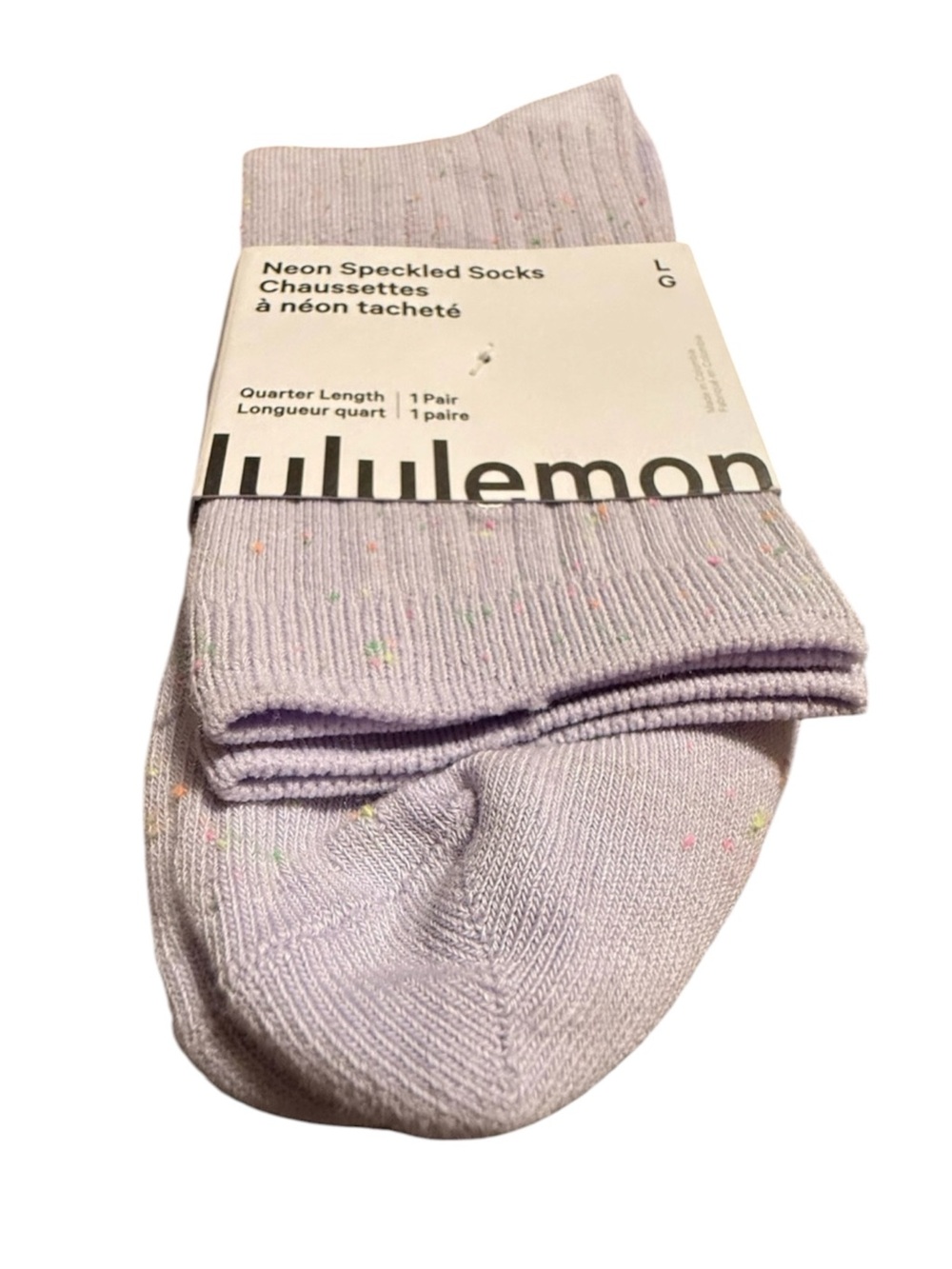 Lululemon Lavender Frost Neon Speckled Quarter Length Socks
